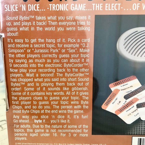 SoundBytes, Electronic Adult Game, VINTAGE 1995, NEW, SEALED - Picture 7 of 9